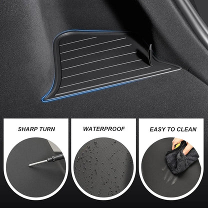 For Tesla Model Y Juniper 2025 2026 Launch Trunk Side Storage Box Boot Organizer Flocked TPE Mat Anti-dirty Travel Accessories