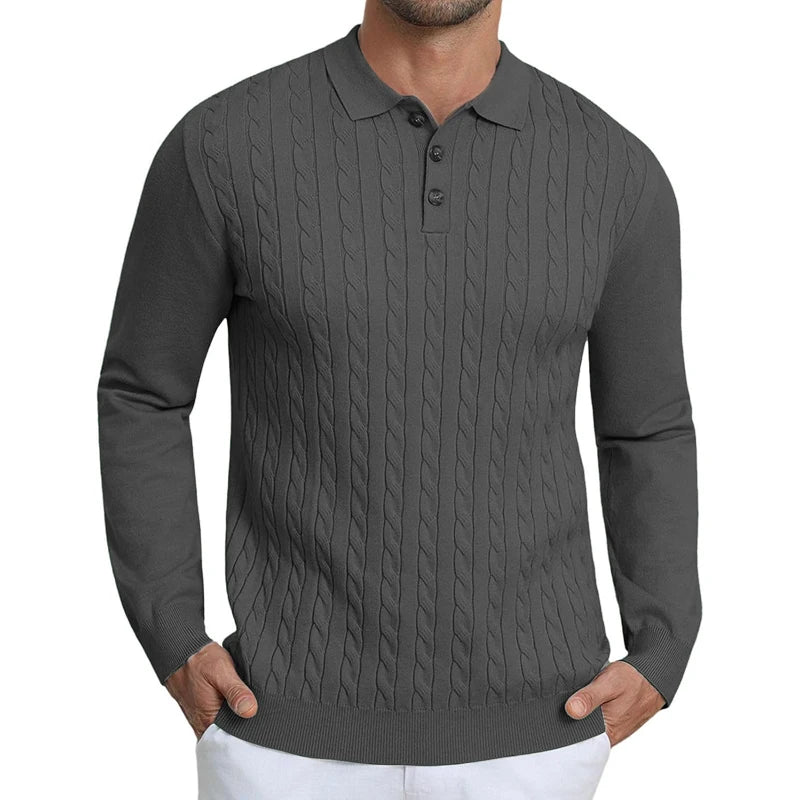 Animal Game Luxury Men's Cable Knit Pullover Sweater Long Sleeve Twist Patterned Warm Casual Polo Sweaters Men's Cold Blouse