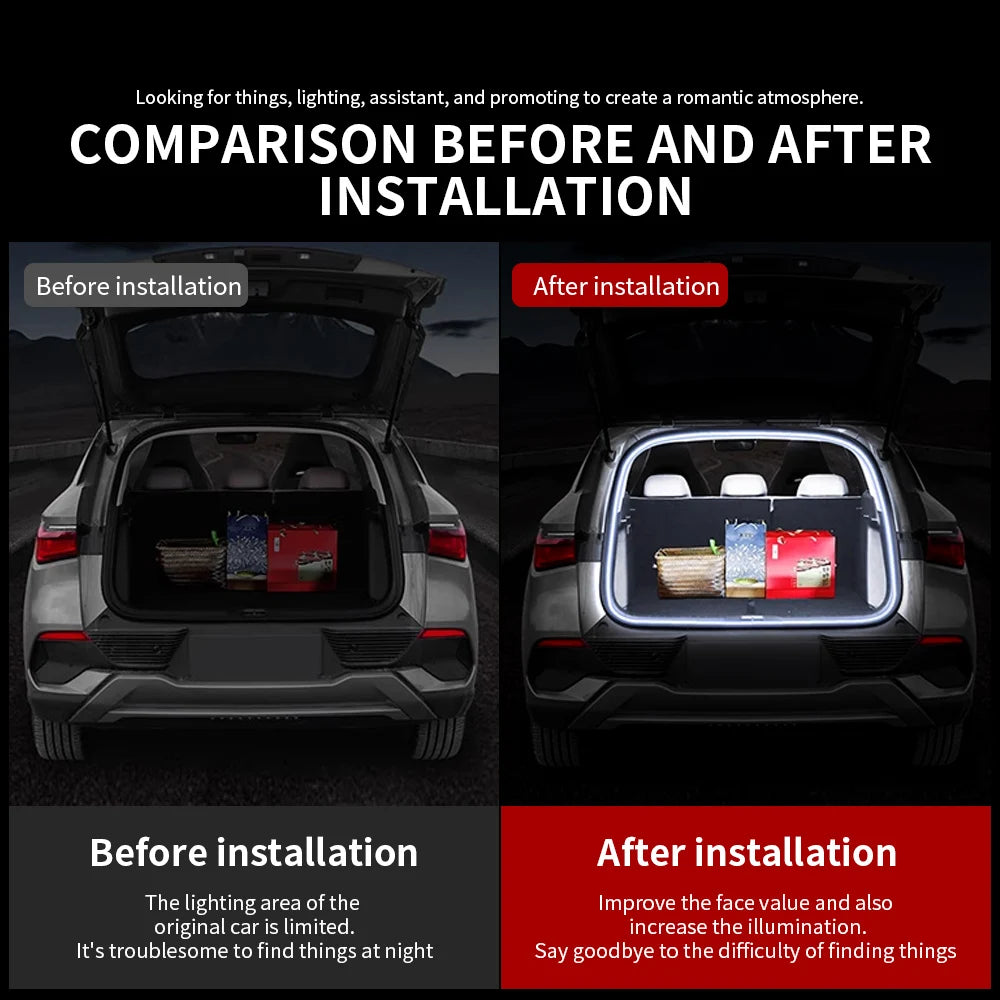 Car High Brightness Trunk Lighting Ambient Light Super Bright Interior Decoration Car Trunk Universal Silicone COB Light Strip