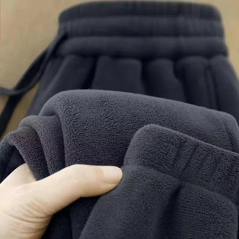 Double-Sided Fleece Men's Thickened Workwear Sweatpants Warm Fleece Lined Sports Casual Trousers for Winter Youth Fashion