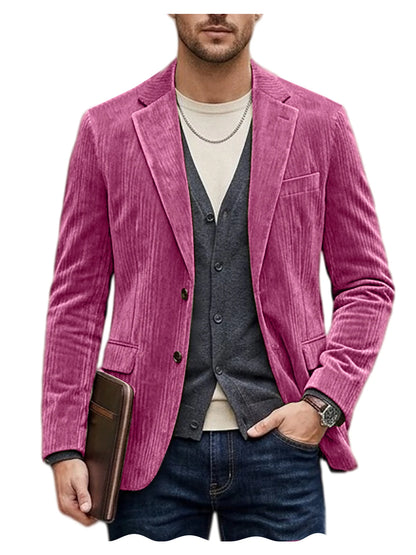 Men's Corduroy Blazer Jacket Casual Double-Sided Snow Cotton Slim Fit Notched Lapel Sport Coat for Business Daily Wear