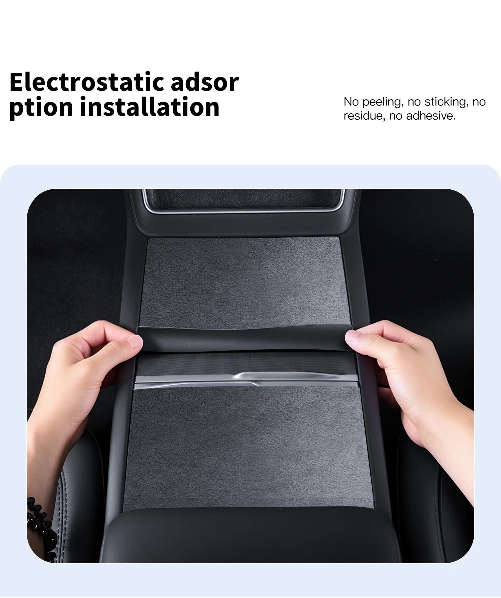 YZ Center Console Panel Sticker For Tesla Model 3/Y/YL Highland Juniper Electrostatic Adsorption Sticker Suede Film