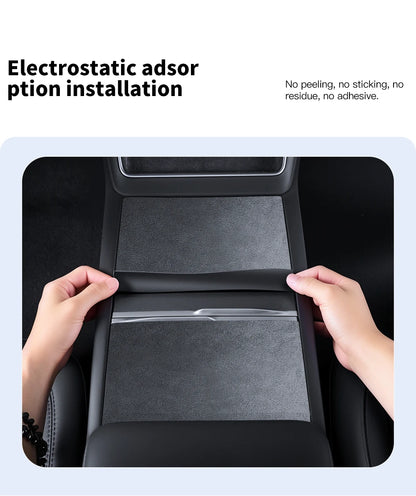YZ Center Console Panel Sticker For Tesla Model 3/Y/YL Highland Juniper Electrostatic Adsorption Sticker Suede Film