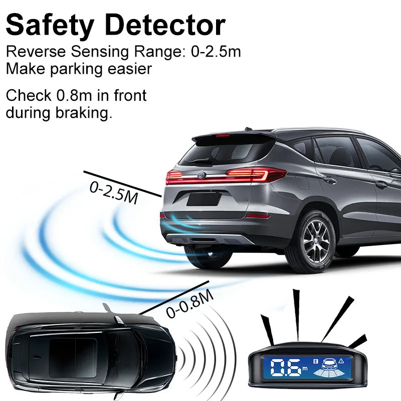 LED Reverse Radar 8 Sensors Backlight Display Voice Prompt Detection System Universal Auto Parking Safety Auxiliary Accessories