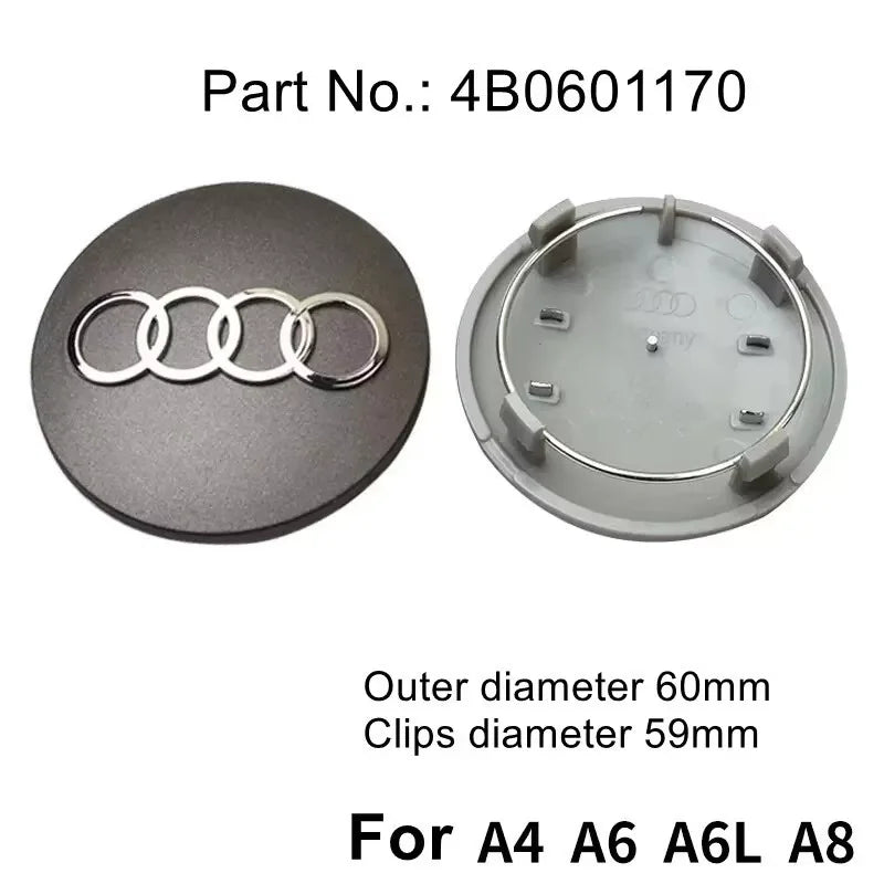 4pcs Audi Wheel Center Cap Hub Covers 60mm-135mm Car Styling Badge Auto Accessories Compatible with A3 A4 A5 A6 A7 S4 Q7 Q3