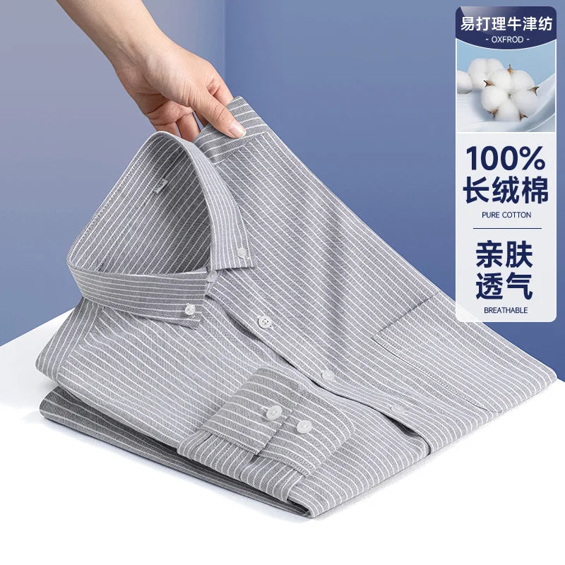 Men Formal Shirt Spring Autumn Long Sleeve Office Solid Color Fashion Business Pocket White Social Pocket Office White Shirt 5XL