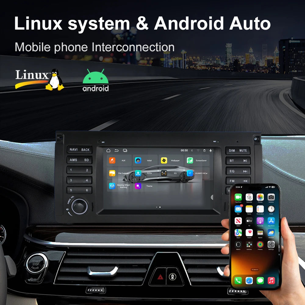 For BMW 5 Series E38 E39 and BMW X5 E53 Car Multimedia Display 7" Touch Screen  GPS Navigation Reverse View Bluetooth FM Radio