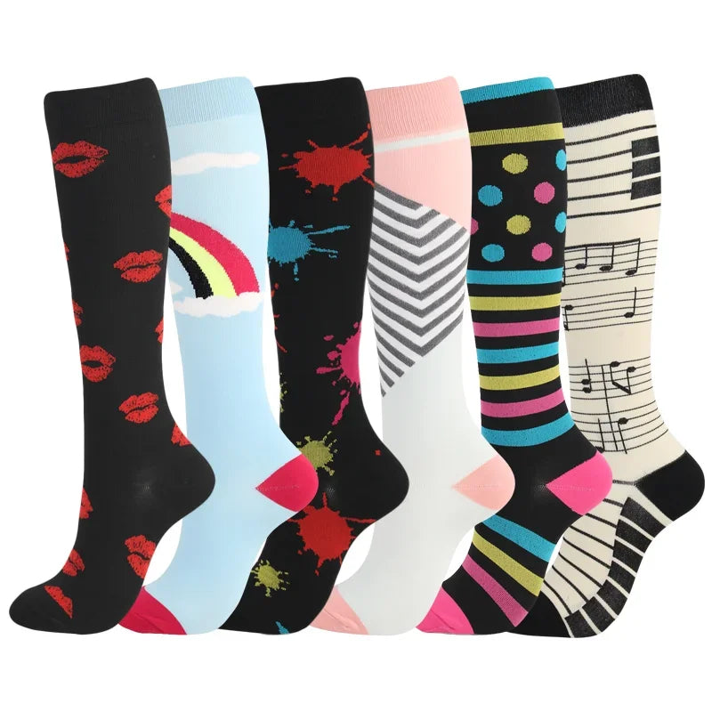 3/5/6 Pairs Compression Socks Exercise Mountaineering Running Sports Socks Elastic Medical Blood Circulation Swelling Nurse Sock