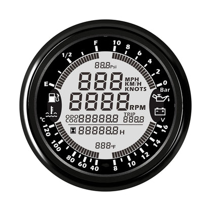 85mm 6 in 1 Car Marine Multi-function GPS Speedometer Tachometer Voltmeter 12V 24V Fuel Level Water Temp Oil Pressure 5Bar 10Bar