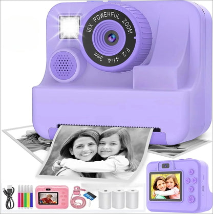 Children's Instant Printing Camera and Video Photography Toy for Boys and Girls, Mini Digital Camera with Printer