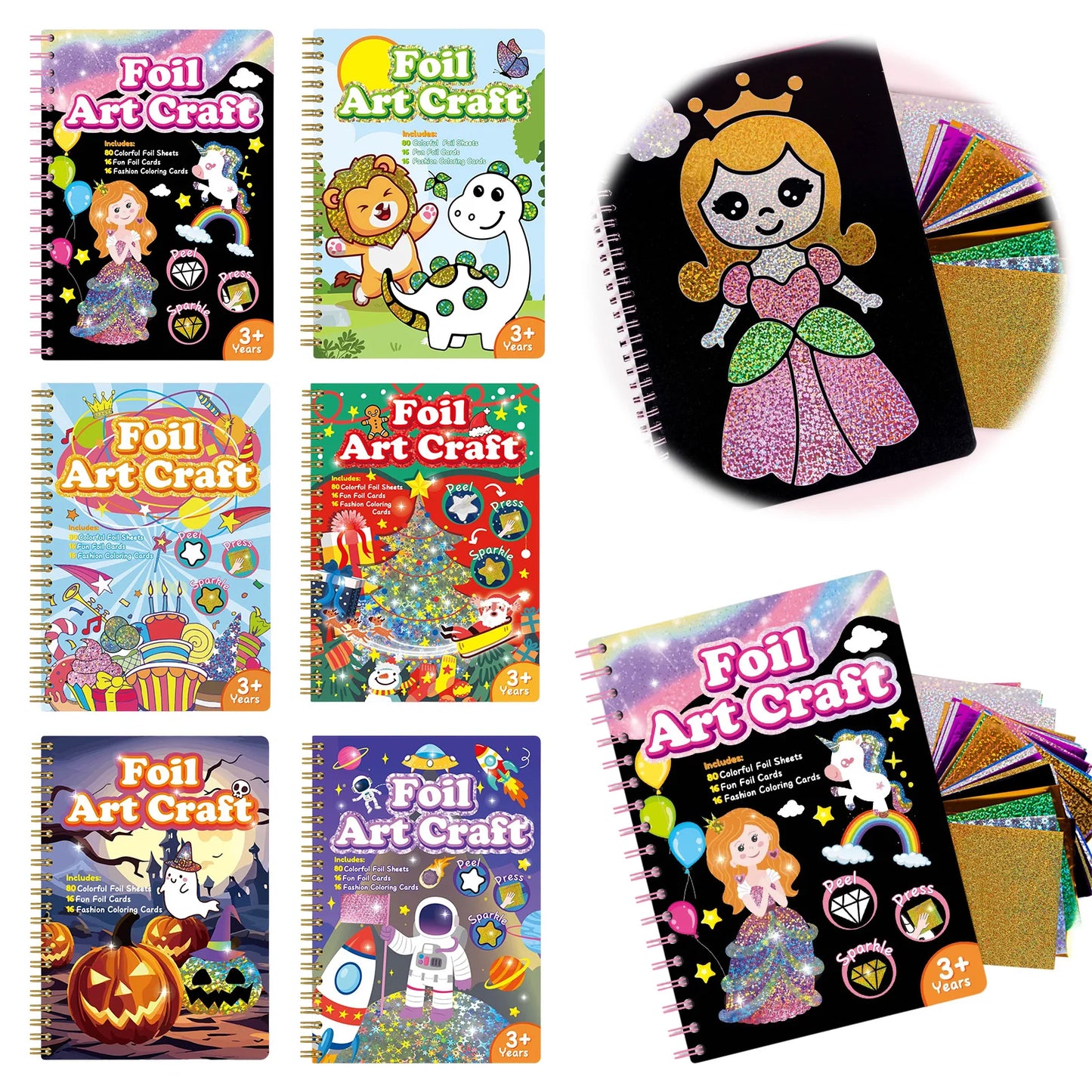 Foil Arts and Crafts Fun Art Supplies DIY Creative Travel Toys Art Supplies Coloring Books Gift for Girls Kids Ages 4-6-8-12