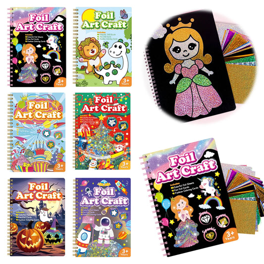 Foil Arts and Crafts Fun Art Supplies DIY Creative Travel Toys Art Supplies Coloring Books Gift for Girls Kids Ages 4-6-8-12