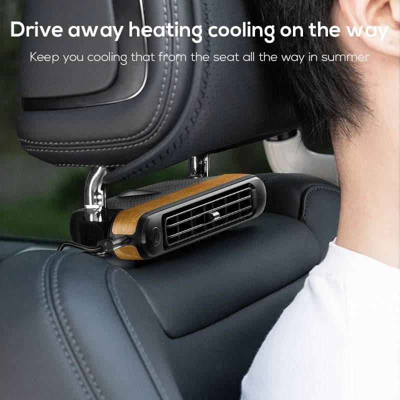 Yanace Portable Car Seat Cooling Fan USB Rechargeable Backseat Air Cooler with Strong Wind for Summer Travel Accessories