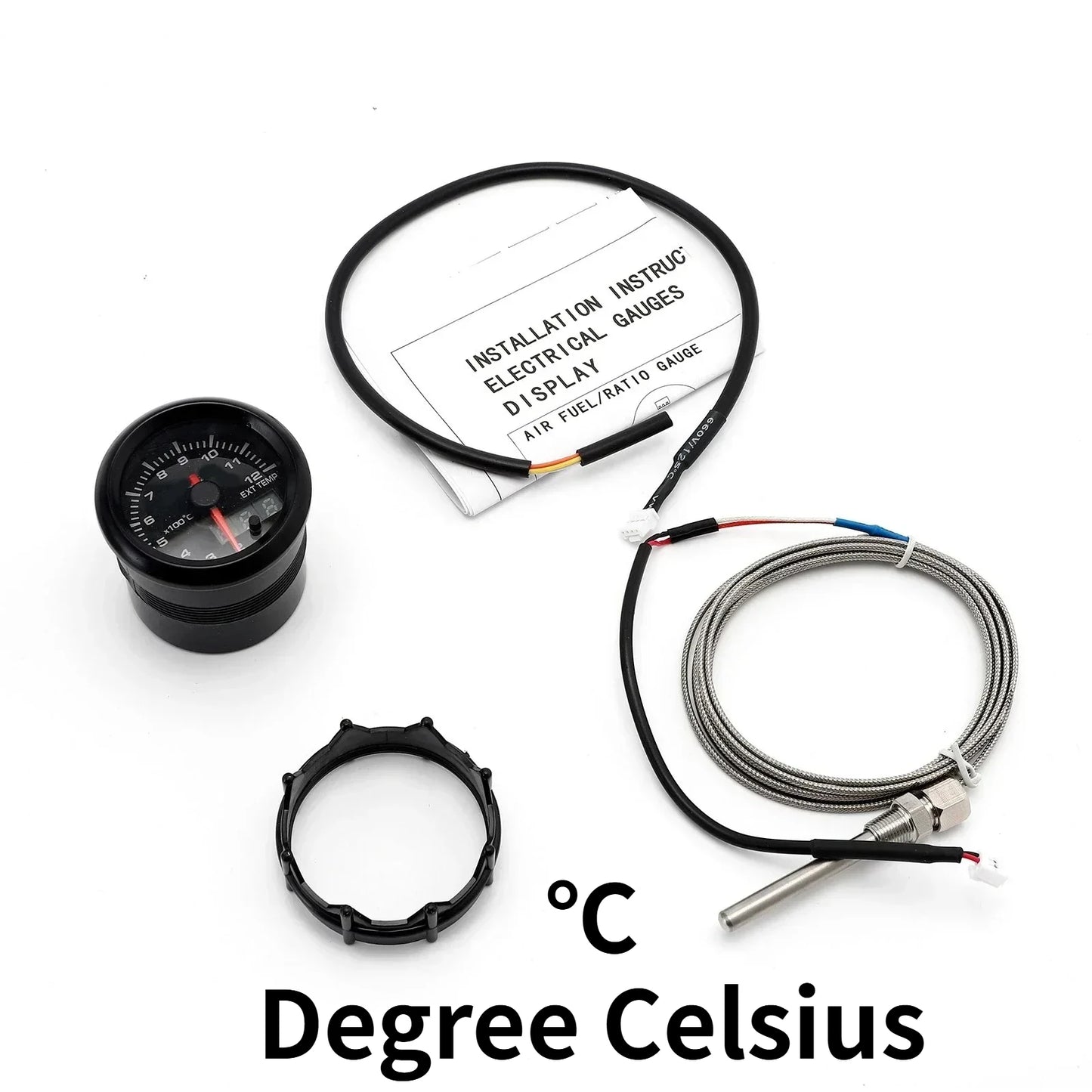 Dofi 2" 52mm 7 Colors LED Dual Display Boost Water Oil Temp Oil Pressure Voltmeter Air Fuel Ratio EGT Tachometer Car Gauge