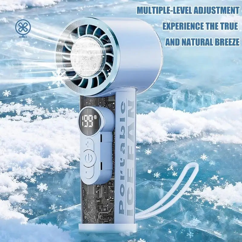 Portable Handheld Fan Rechargeable Clear Shell Cooling Fan for Outdoor Activities, Travel, Working Easy to Carry