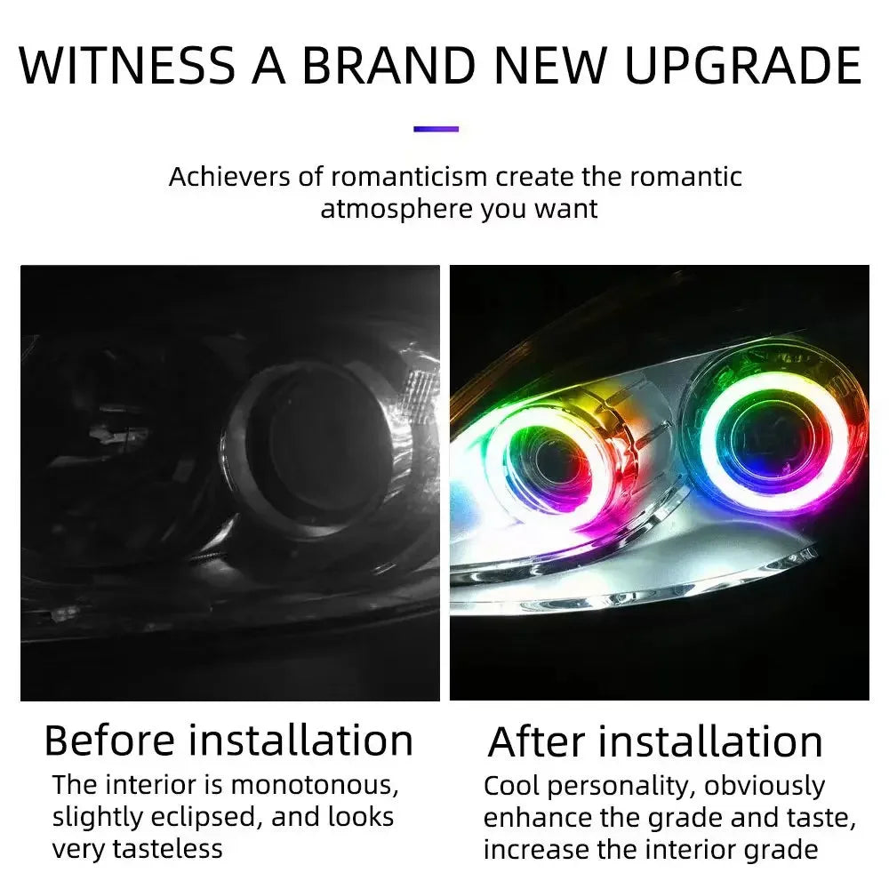 2PCS RGB Cotton LED Angel Eyes Halo Rings 90mm 70mm 80mm LED Headlight Lamps For Car UTV Motorcycle DRL Eyes APP Control
