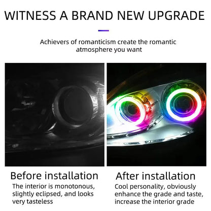 2PCS RGB Cotton LED Angel Eyes Halo Rings 90mm 70mm 80mm LED Headlight Lamps For Car UTV Motorcycle DRL Eyes APP Control