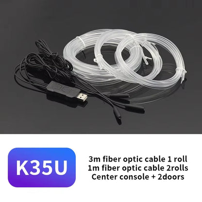 Car Interior Ambient LED Light Strip 2/3/4/5M RGB  Invisible USB Fiber Optic Atmosphere Lamp Support APP Control