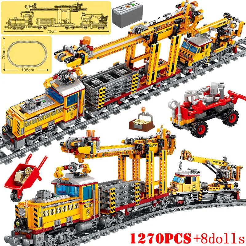 City Trains Flexible Tracks Forked Straight Curved Rails Switch Building Block Bricks High-Tech Creative Toys for kids gifts