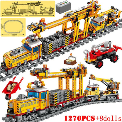 City Trains Flexible Tracks Forked Straight Curved Rails Switch Building Block Bricks High-Tech Creative Toys for kids gifts