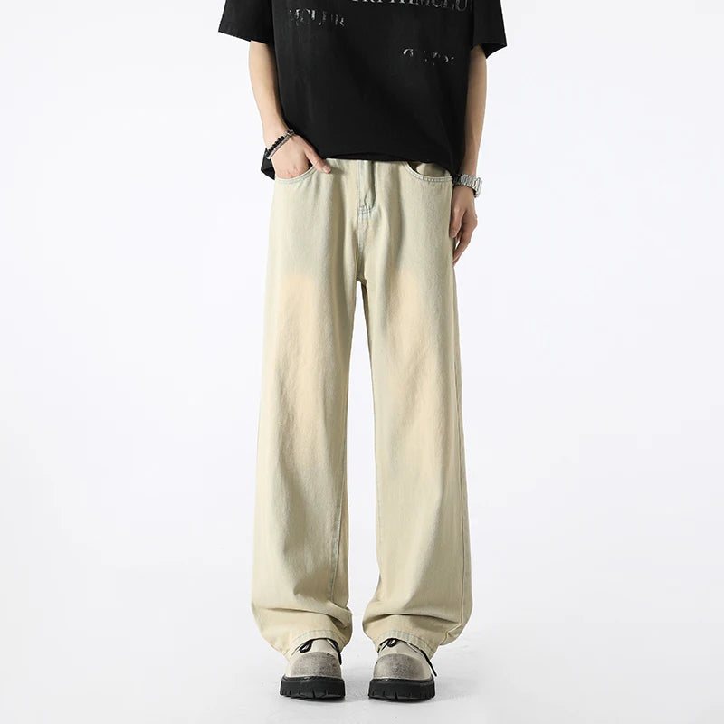 Men's Fashion Jeans Classic America Jeans Y2K Casual Baggy Jeans Straight Leg Retro Wide-legged Jeans Loose Suit Pants Trousers