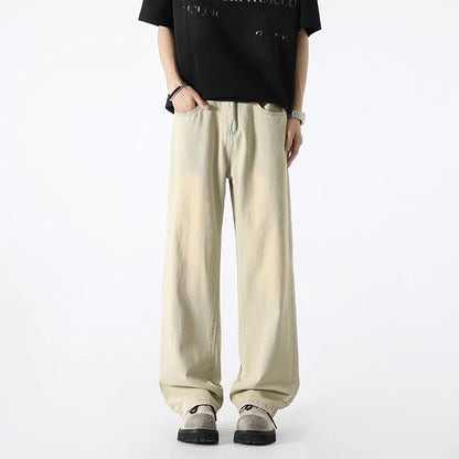 Men's Fashion Jeans Classic America Jeans Y2K Casual Baggy Jeans Straight Leg Retro Wide-legged Jeans Loose Suit Pants Trousers