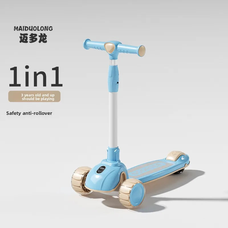 1-in-1 Kids Scooter, Foldable Ride-On Tricycle for Toddlers Ideal for developing children’s sense of balance