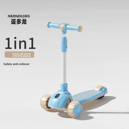 1-in-1 Kids Scooter, Foldable Ride-On Tricycle for Toddlers Ideal for developing children’s sense of balance