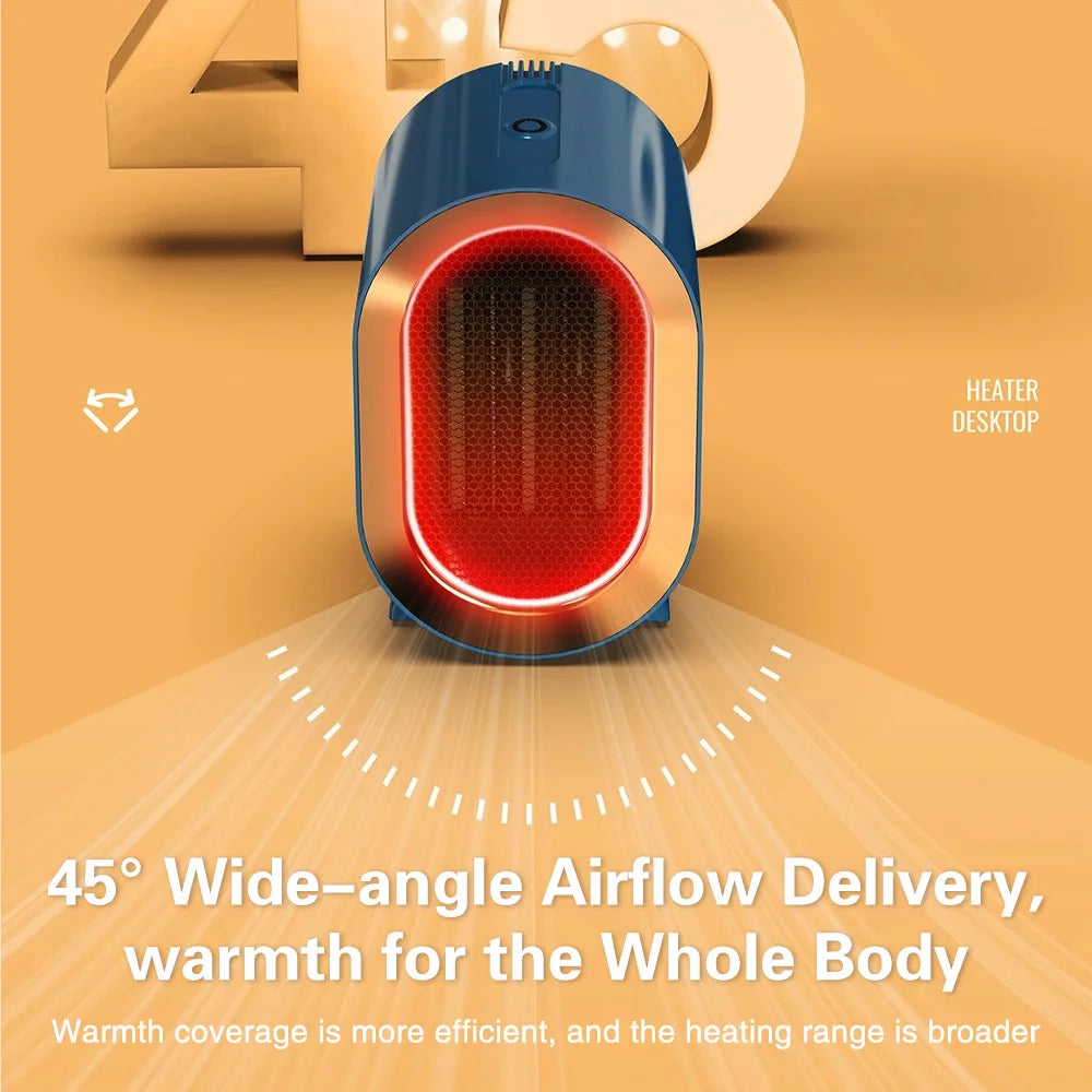 1200W Portable Electric Heater Mini Desktop Fan Heater Smart Warm Air Machine Home Bedroom Office Winter Heater