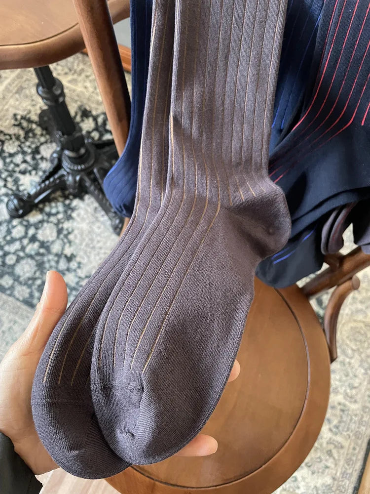Man's Knee High Socks Calf Socks Cotton Dressing Mature Man Adult Man's Cotton Socks