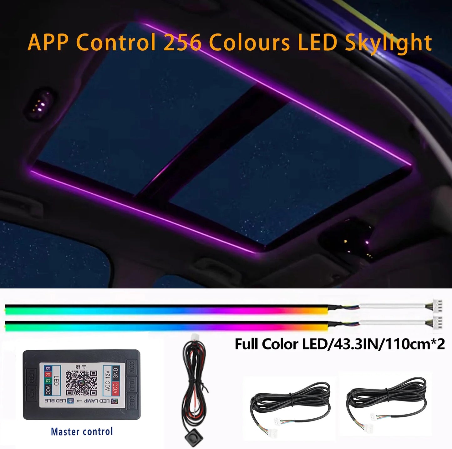 FOR YOUR CAR 6/18 in 1 Acrylic Car Ambient Light RGB 213 Color Symphony Acrylic APP Streamer Atmosphere Lamp Kit Sunroof light