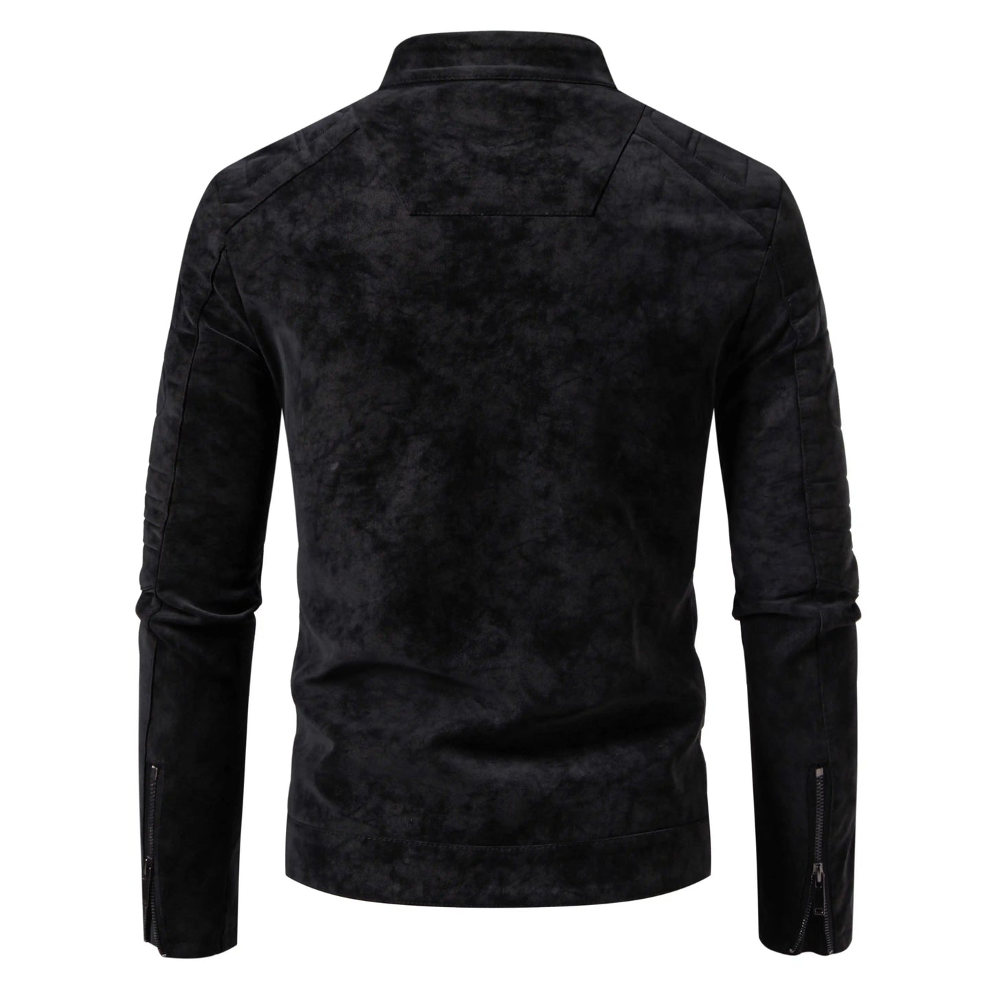 Men's Faux Leather Moto Jacket Stand Collar Metal Zipper Outdoor Casual Stylish Durable Coat