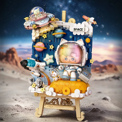 LOZ Space Travel Astronaut 3D Picture Light Board Creative Ornament MOC Building Blocks Educational Toys Birthday Toys Gift