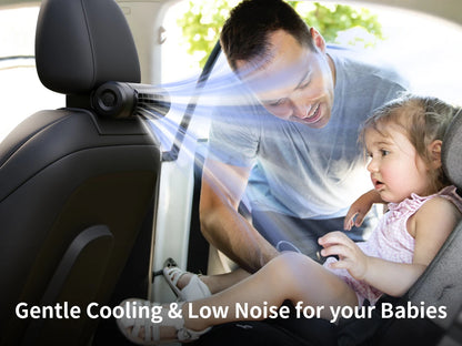 Socool Portable Car Fan Wireless 10000mAh 27.5Hrs Long-Lasting 4-Speed Cooling Backseat Fan Headrest Fan for Baby Kids RV Truck