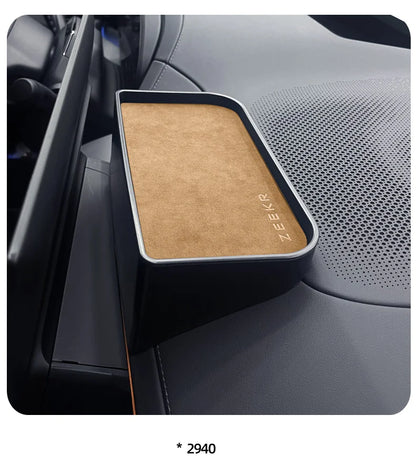 For Zeekr 001 2024 Storage Box Behind The Central Control Screen Navigation Screen Storage Alcantara suede Car Accessories