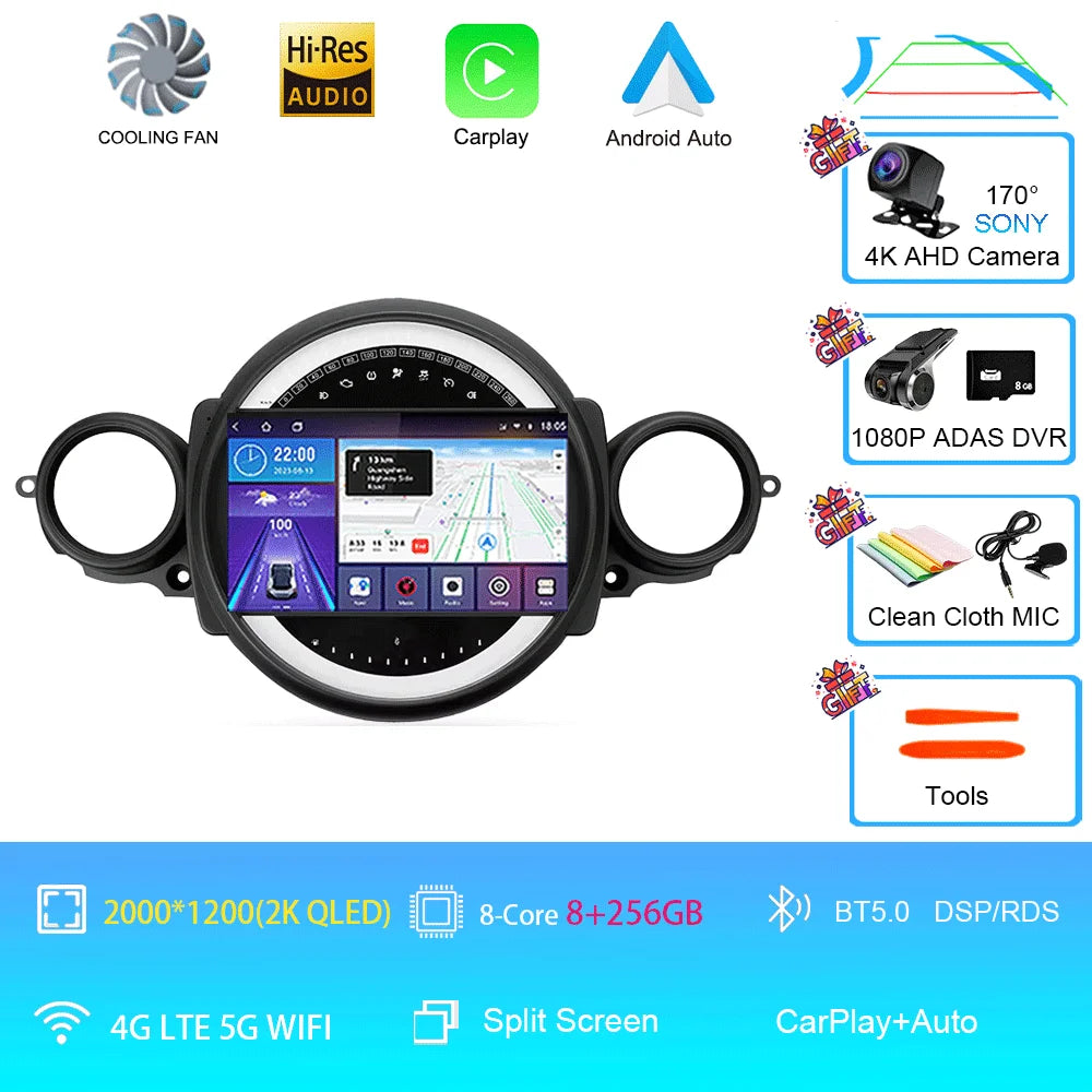 Car Radio Android 16 For BMW Mini Cooper R56 R60 R51 2006 - 2015 GPS Carplay Navigation Stereo Auto DSP BT DVD Multimedia Player