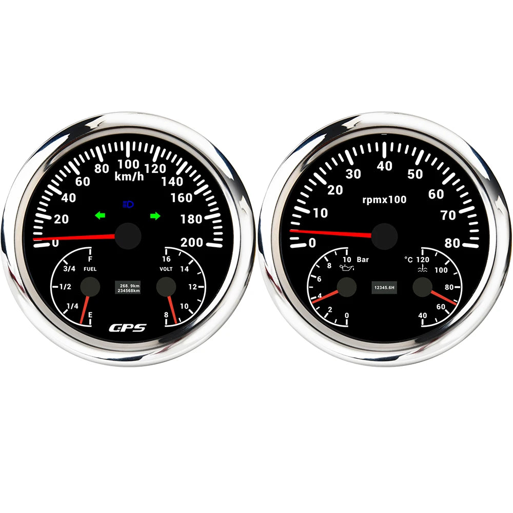 ELING 110mm Car 3in1 Multifunctional GPS Speedometer 120K 200K with Tachometer with Oil Pressure Water Temp Fuel Level Voltmeter