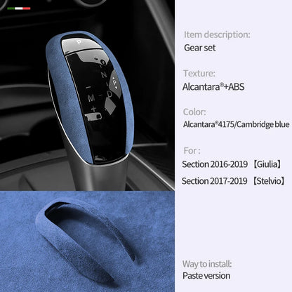 Car Center Console Gear Shift Head Knob Cover Trim Alcantara Suede F For Alfa Romeo Giulia Stelvio Refit Car Accessories