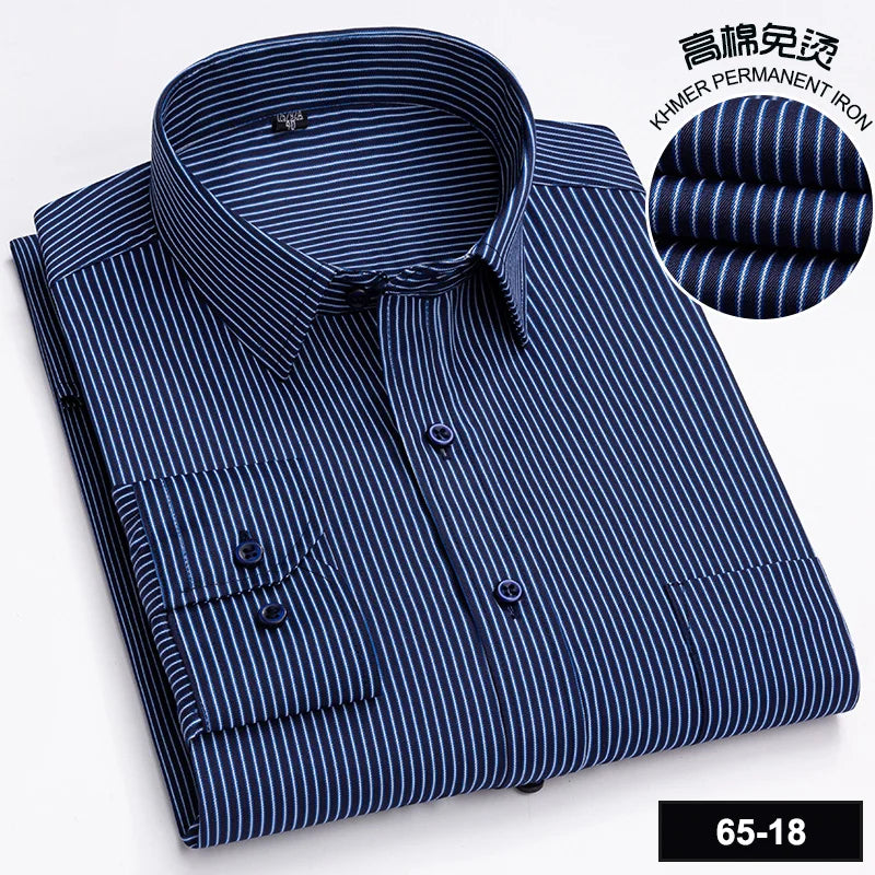 Men's High-quality Fashion Casual Print Plaid Stripe Long Sleeve Shirts Single Pocket Comfort Fit Business Formal Office Blouses