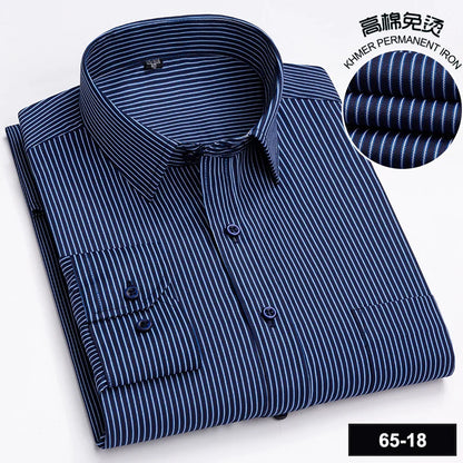 Men's High-quality Fashion Casual Print Plaid Stripe Long Sleeve Shirts Single Pocket Comfort Fit Business Formal Office Blouses