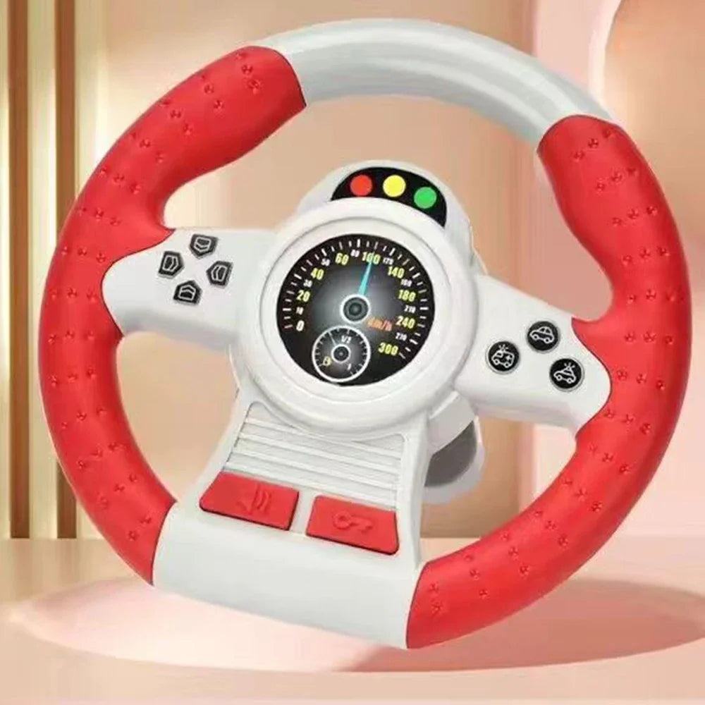 Simulation Steering Wheel Toy Montessori Eletric With Light Sound Baby Kids Musical Educational Copilot Stroller Steering Toy