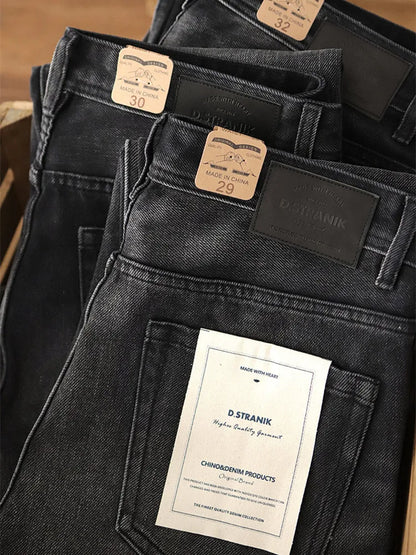 Autumn New American Retro 14OZ Thickened Denim Jeans Men's Fashion Washed Old Heavyweight Straight Casual Pants