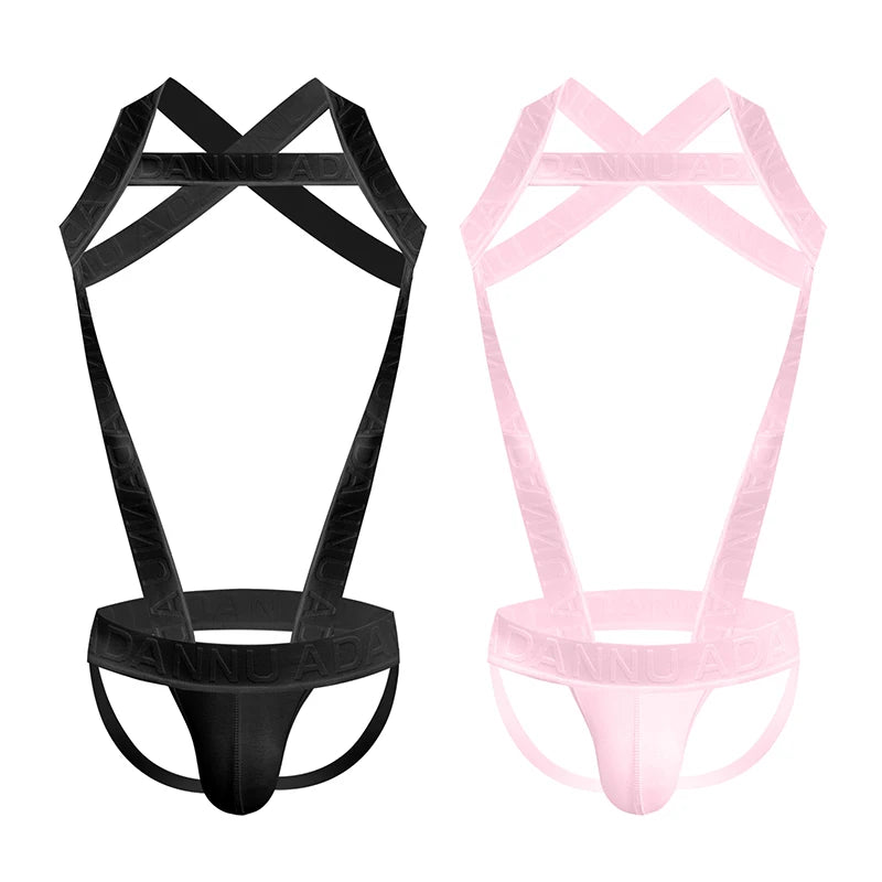 Men's Harness Straps Sexy Body Bondage Bra Underwear Nightclub Erotic Costume Hollow Out Performance Tank Top Clothing Corset