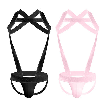 Men's Harness Straps Sexy Body Bondage Bra Underwear Nightclub Erotic Costume Hollow Out Performance Tank Top Clothing Corset