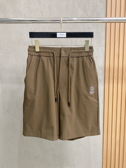 BC Italy Embroidery Old Money Style Men's Drawstring Straight Light Skin Casual Pants