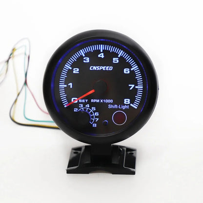 12V Tachometer Gauge 3.75'' Car Universal Black Tachometer Gauge 7color Inter Shift Light 0-8000 RPM Fit 4 6 8 Cylinder