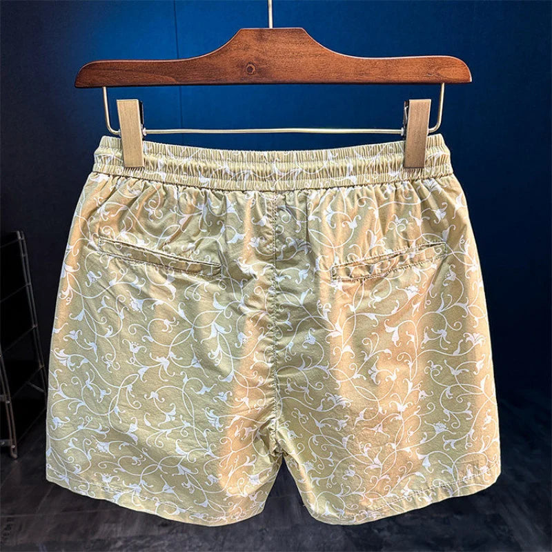 MWJLPWQ 2026 Summer New Cotton Camouflage Casual Shorts For Men Full Printed Drawstring Versatile New Trendy Beach Pants 16355