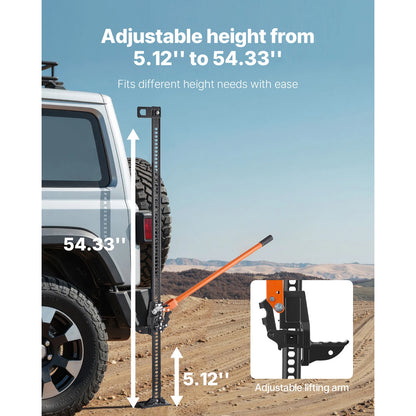 SucceBuy Farm Jack 60" Utility High Lift 3.18 Ton(7000lb) Ratcheting Off Road Jack Heavy-Duty Jack w/ 5.12"-54.33" Range for SUV