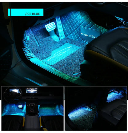 LED RGB Car Foot Ambient Light With USB Wireless Remote Voice Music APP Control Cigarette Lighter Car Footwell Lights