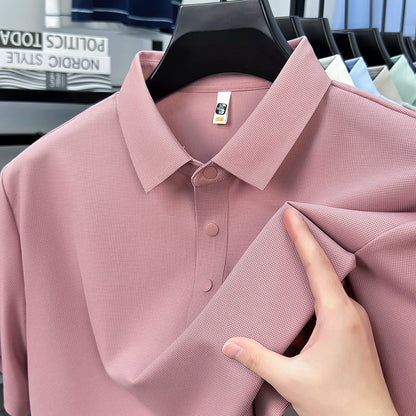 2025 Men's Sporty Polo Waffle Shirt | Moisture-Wicking Golf Tennis Top Sizes S-5XL, Snap Buttons, 7A Antibacterial High Quality